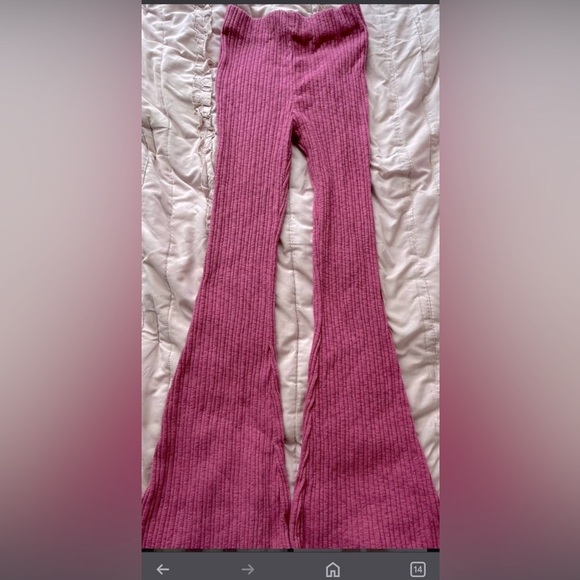 Urban Outfitters Pants - Ribbed Super Flare Bell Bottom Pants Barbie Pink stretch 70s Retro Boho 90s Y2K